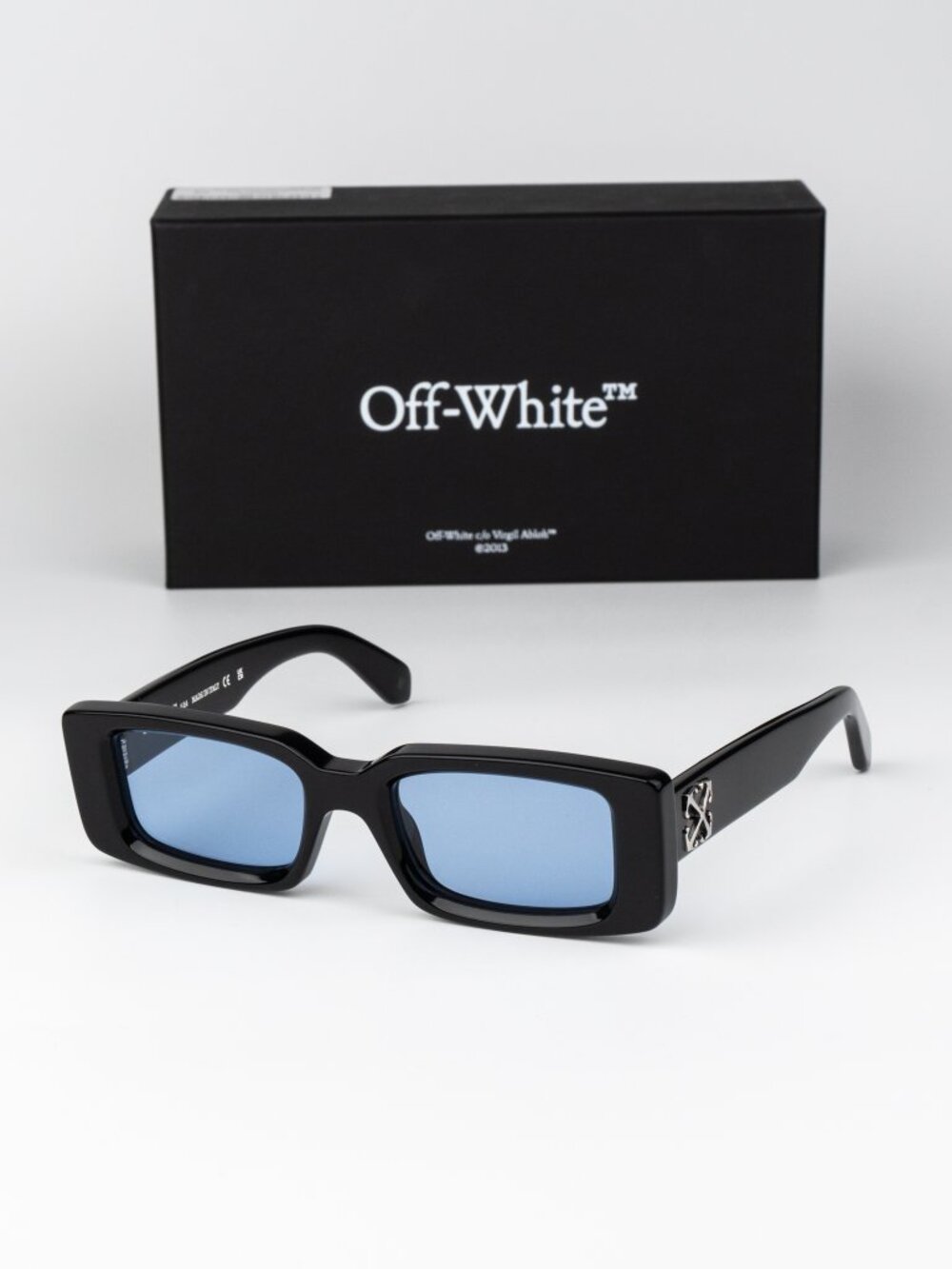 Off-White ARTHUR Men Sunglasses Black Blue Rectangle OERI127 1040 NEW AUTHENTIC